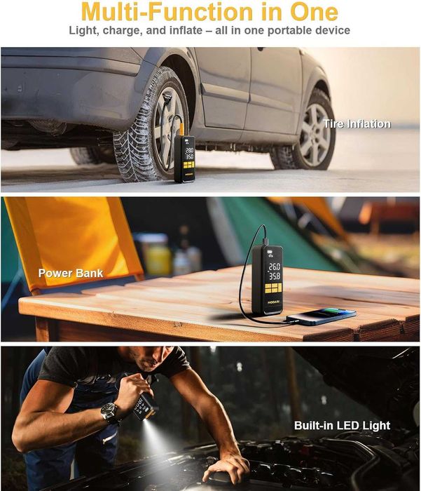Портативный мощный автомобильный компрессор Modari 160 PSI (45л/мин)