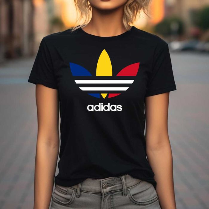 Tricou dama bumbac negru ''Adidas Romania'' marimea XXL
