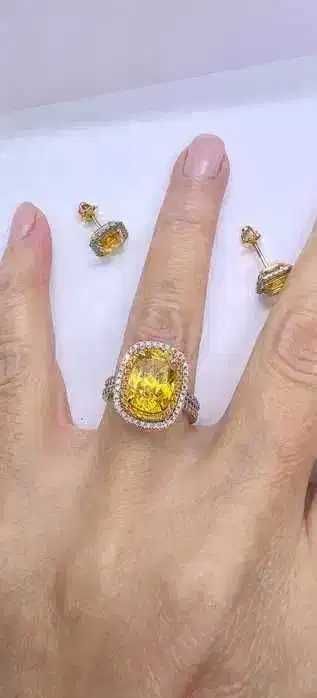 Серьги и кольцо жёлтое золото