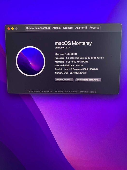 Mac Mini (Late 2014) Model A1347 Processor 1,4 GHz Dual-Core Intel i5