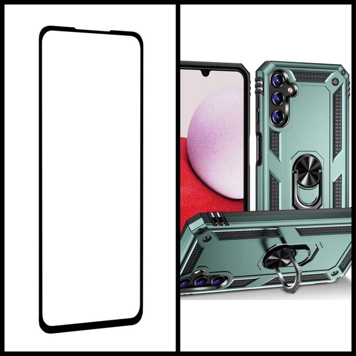 Samsung A14/A34/A54/A25/A55/A16 Husa Defe Inel Metalic si Folie Sticla