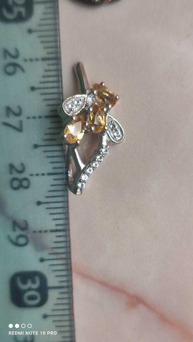 Pandantiv din argint cu citrin si topaz alb