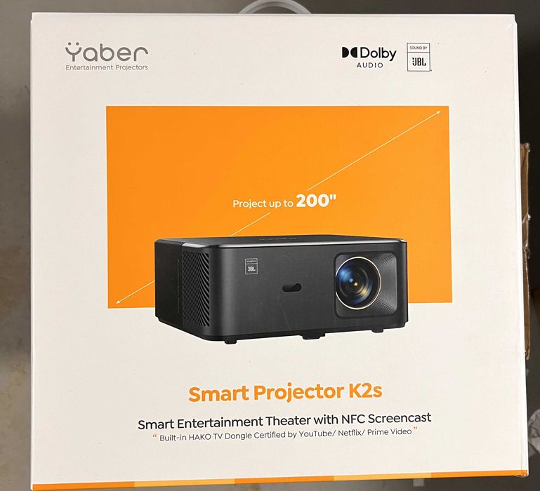 Proiector 4K Android TV Yaber K2S 800 Ansi 60Hz Wifi 6 Jbl Surround Nou