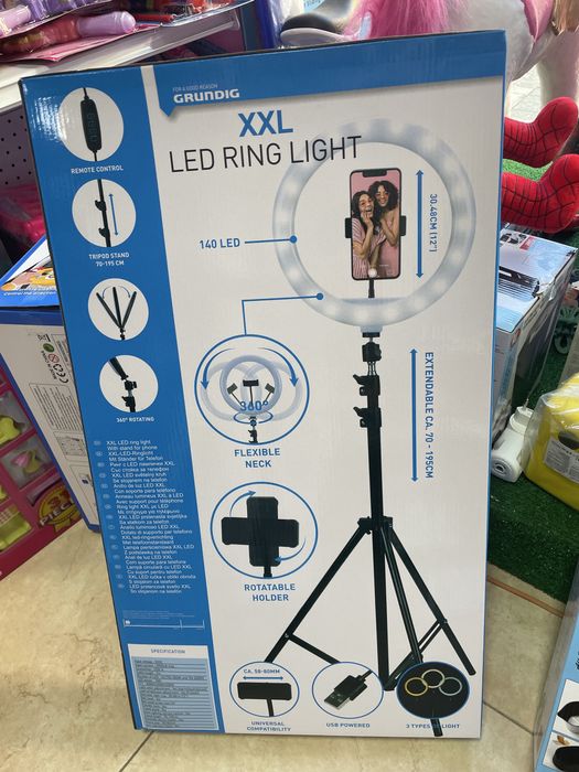 Статив до 195см. Grundig XXL LED Ring Light, 140 LED