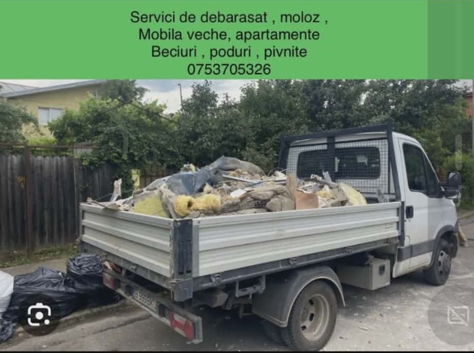 Servicii de debarasare, mobila,moloz,gunoi, golire pivnițe, subsoluri, case, beciuri