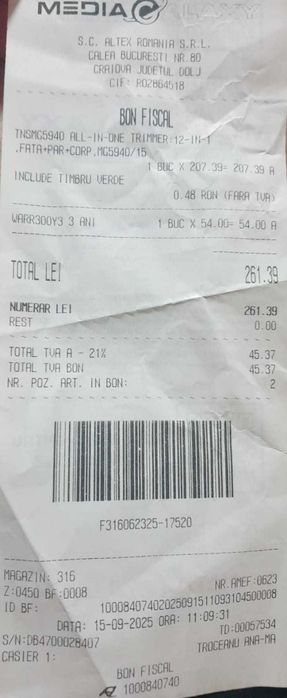 timmer phillips 12 in 1 nefolosit + 5 ani garantie