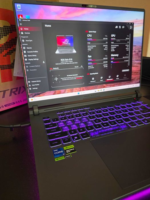 Лаптоп ASUS ROG Strix G16 G615JMR, Intel® Core™ i7 14650HX, 16'',2.5K,WQXGA IPS 240Hz 16GB DDR5 RAM 512GB SSD NVIDIA® RTX™ 5060 8GB GDDR7 Eclipse Gray