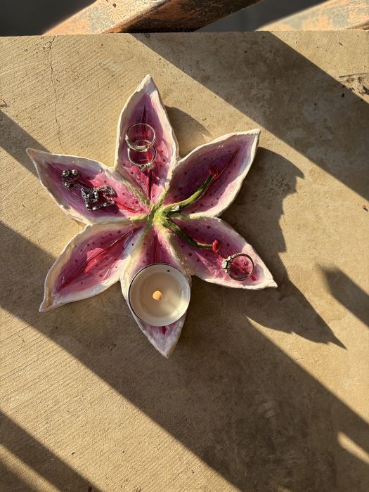 Lily trinket dish air dry clay