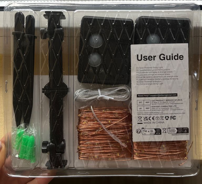 Соларни LED лампички 2бр по 300 LED диода - Бяла светлина