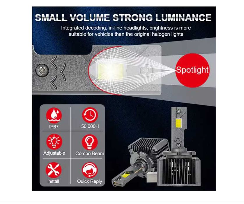 Set de 2 becuri Xenon conversie hid-led, D1S, 180W, 23.000 lm, Canbus