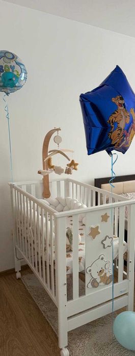 Patut Co-Sleeper Atasabil si suport Antireflux Lemn Fag Italia-CA NOU