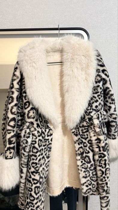 Леопардовая искусственная шуба