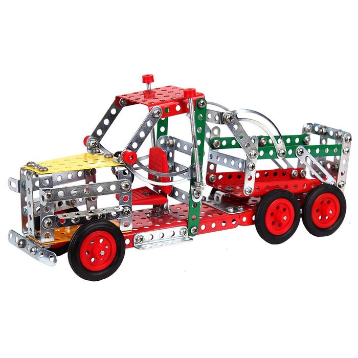 Метален конструктор пластмасова кутия с болтове гайки инструменти и гу