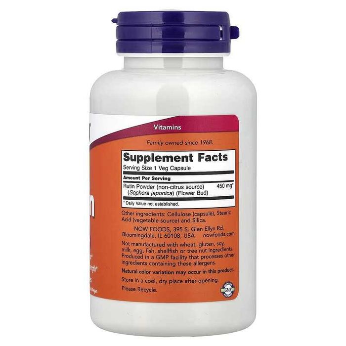 NOW Foods Rutin рутин 450 мг, 100 растительных капсул