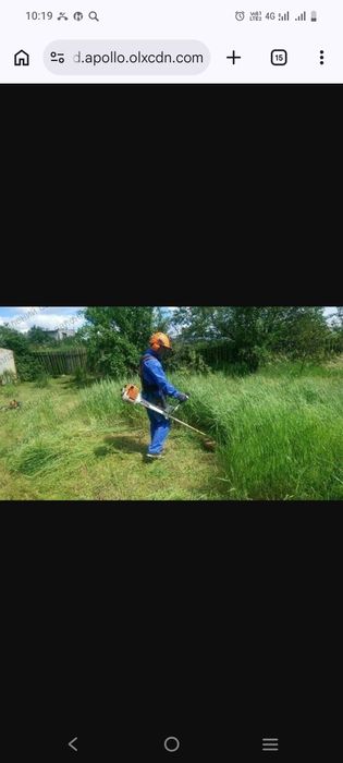 Покос травы триммером штиль