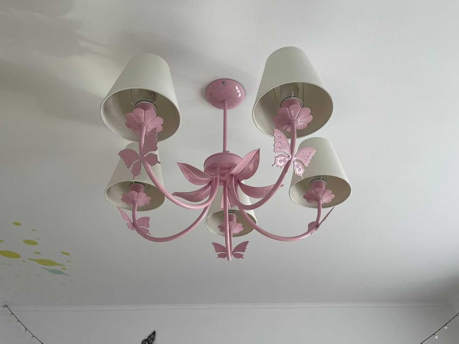 Candelabru Decoland Butterfly 55597, 5x60W, E14, Roz