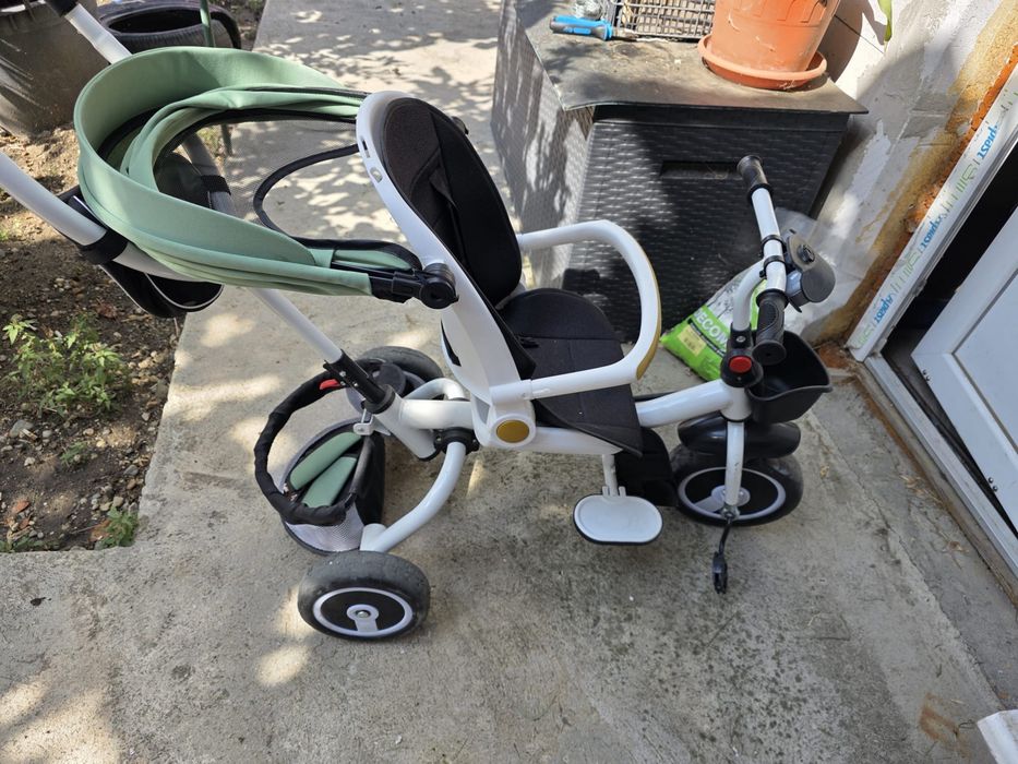 Tricicletă multifuncțională copii (cu mâner ghidaj și parasolar) – Verde Menta