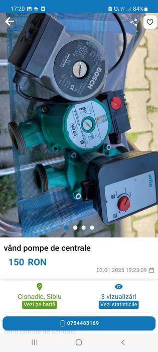 Vând pompe de centrala