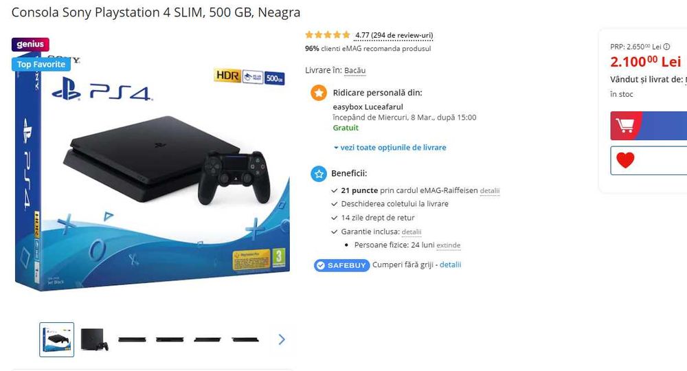 PS4 \ PlayStation 4 Slim Funcționează Impecabil RoBlox Fortnite