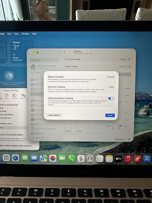 MacBook Air 13 inch NOU!! NEFOLOSIT!!  M1 8Gb 256Gb Baterie 100%