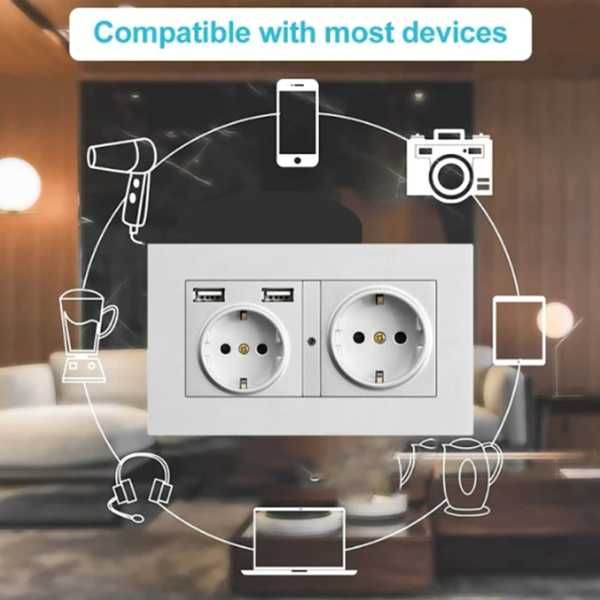 Скрита камера в двоен контакт охранителна шпионска FHD видеонаблюдение