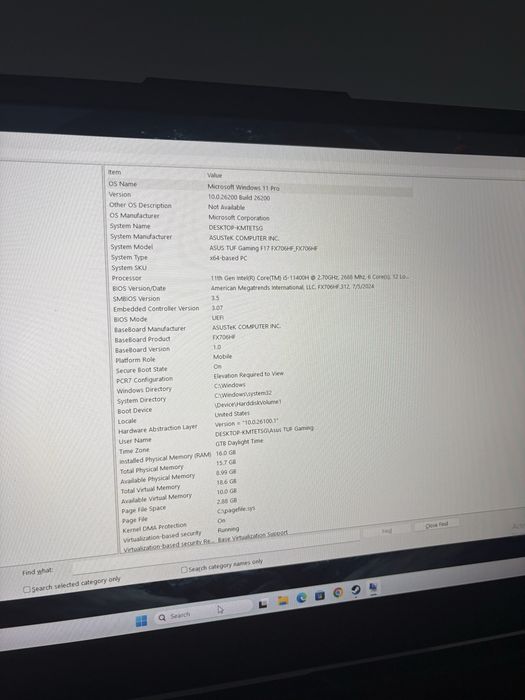 Laptop Asus Tuf F17, ecran 17’,i5 11400H, RTX 2050