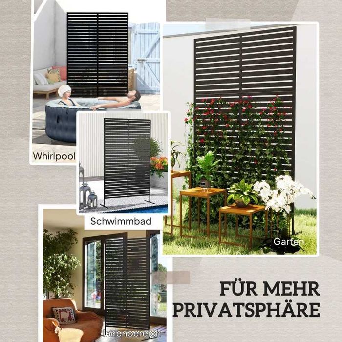 Метален параван за стая Outsunny  декоративен параван за вътрешен двор