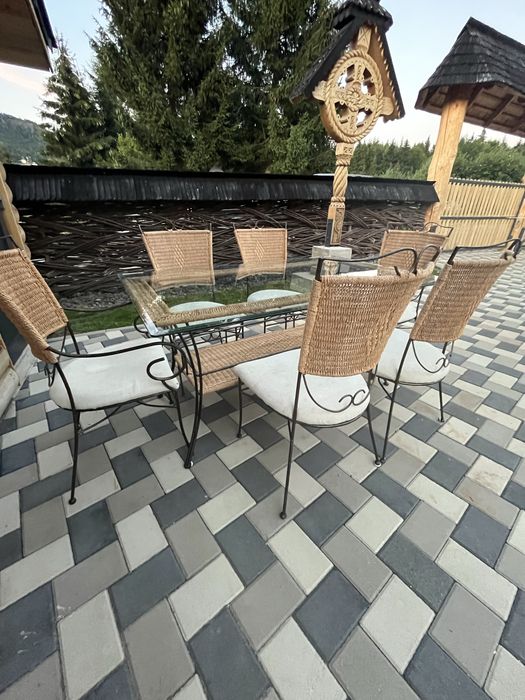 Set Elegant Masă + 6 Scaune – Ideal pentru Grădină, Terasă sau Interior