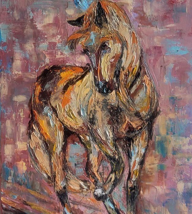 Pictura, tablou modern nou, -CAL IN GALOP NR.1- pictor roman consacrat