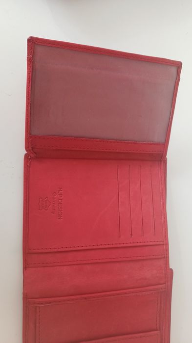 Червен портфейл  естествена кожа