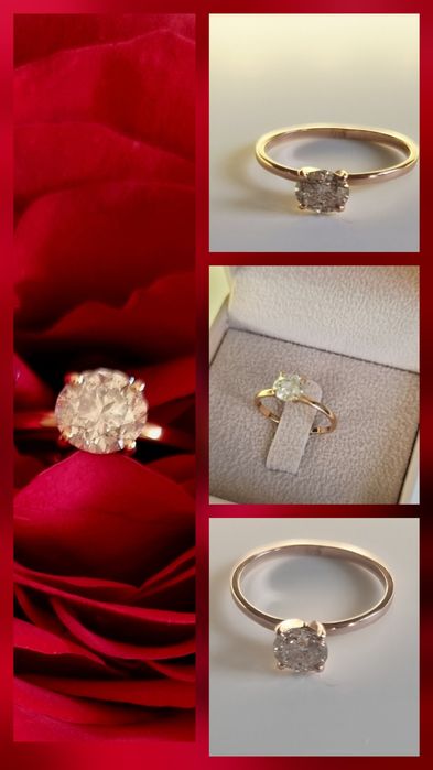 Inel,rafinat,diamant Natural,1C RosePinkGold , Round Brilliant