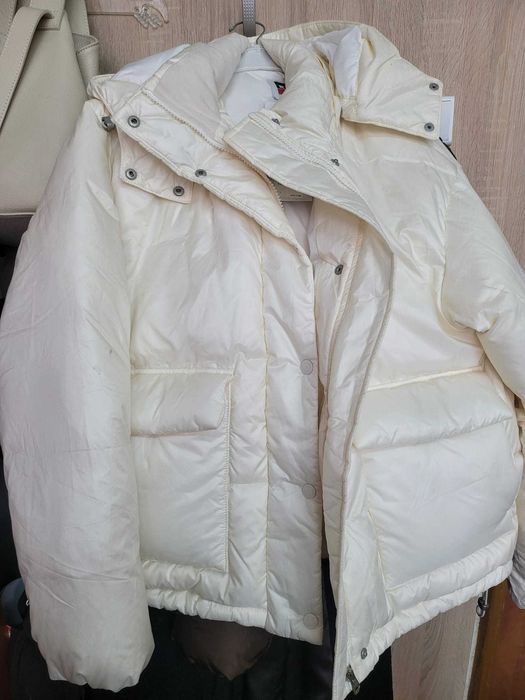 Geaca de puf Levi's, Geaca cu gluga detasabila, Alb, L