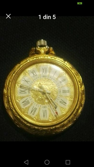 150 Lei. Ceas mecanic , de buzunar placat aur 18 K. Anker , German. An