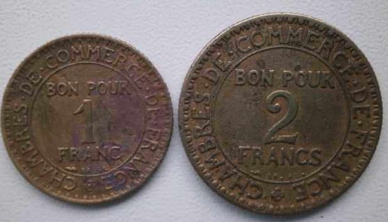 Сет Франция -1 и 2 франк BON POUR, 1924 г. и 1925 г. - 21L