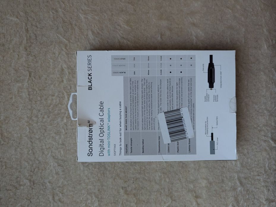 Sandstrom black series Digital Optical Cable 1m