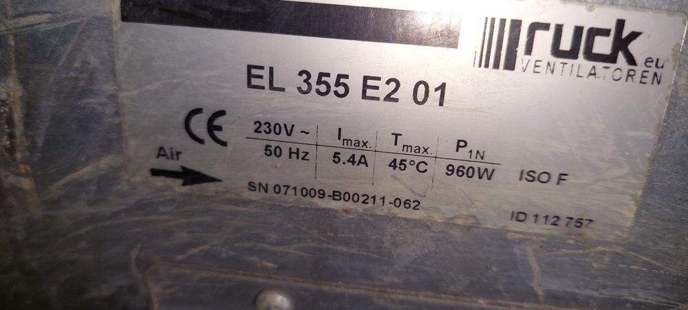 Vând ventilator pentru tubulatura Ruck 335cm 2 buc