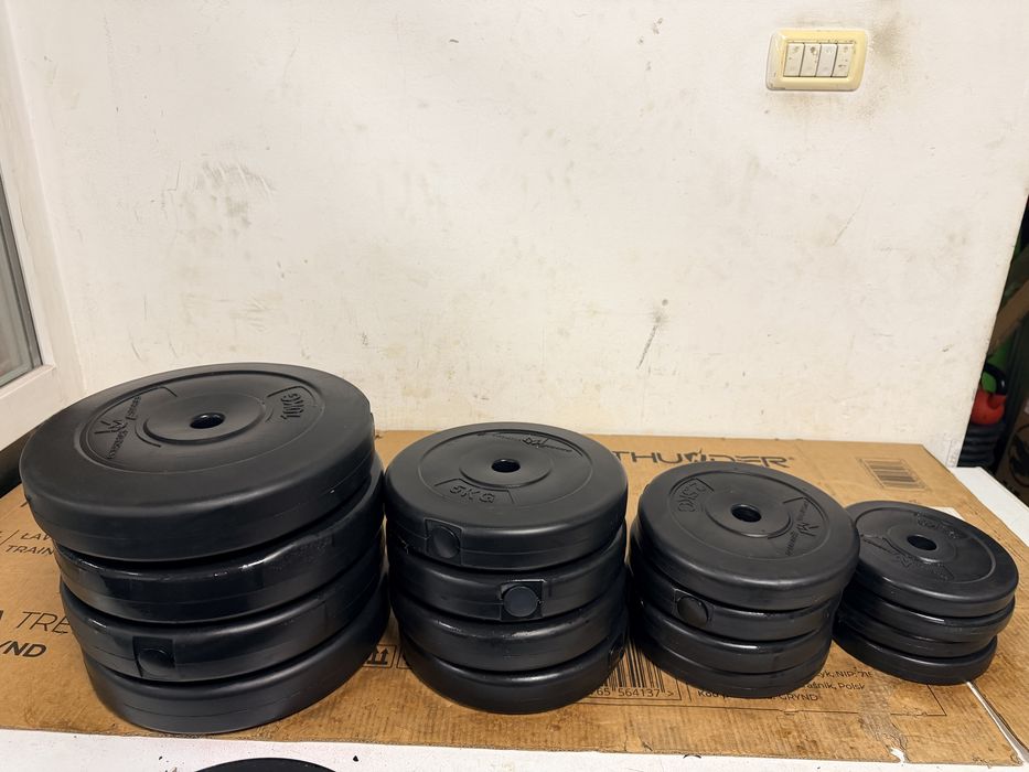 Pachet discuri greutati haltere gantere Grip noi made in germany 75 kg Pret 400 ron