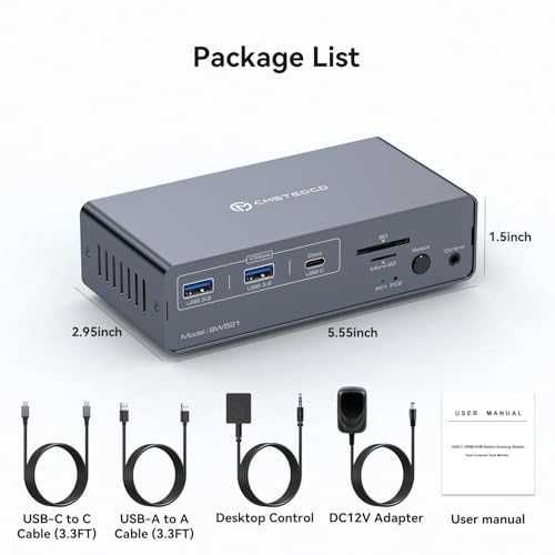 KVM превключвател 2 монитора 2 компютъра 4K HDMI USB C 13 в 1 докинг