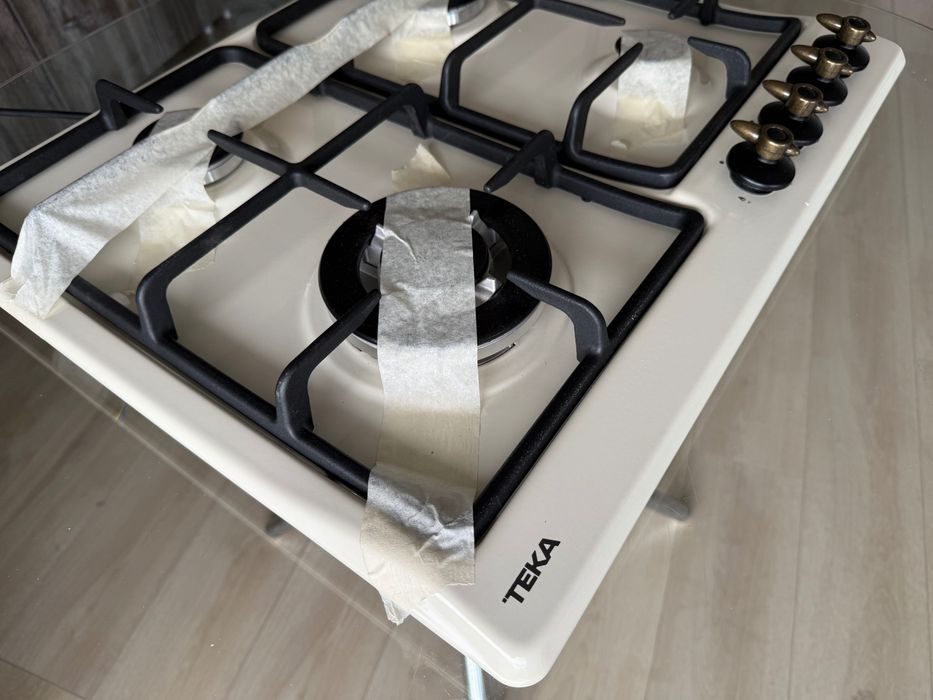 Plita incorporabila pe gaz Teka EH 60 4G AI AL TR CI, 4 arzatoare, Culoare Crem/Bej (Bright Cream), Retro, Noua nefolosita