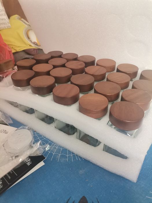 Стъклени буркани за подправки с етикет, 24 броя