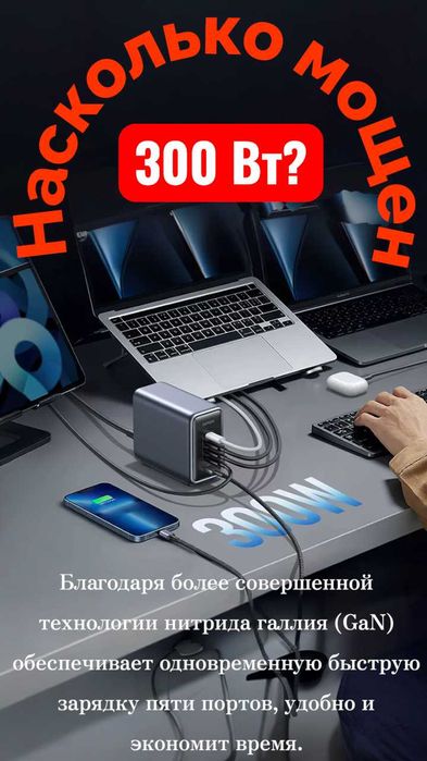 Ugreen 300W Nexode  зарядное устройство от известного бренда.