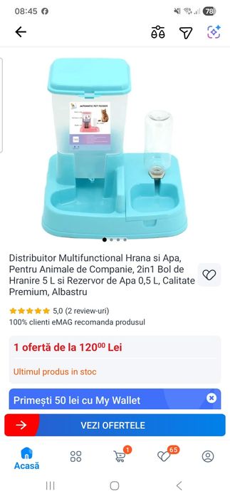 Dispenser automat, distribuire mancare si apa Bol pt hrana pisica