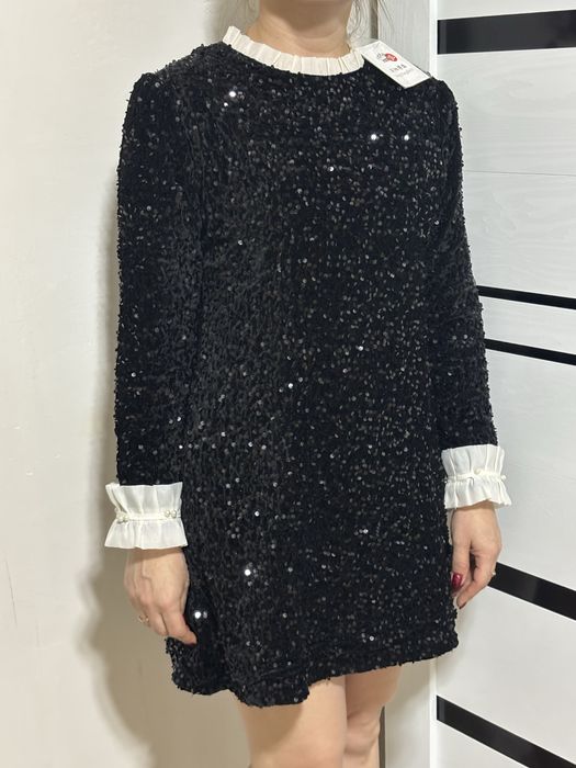 Платье велюр с пайетками