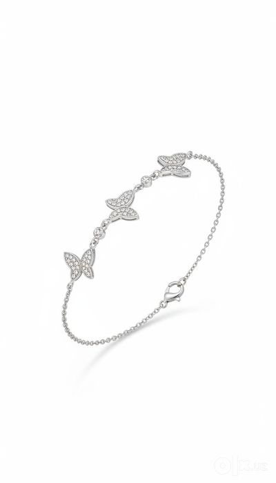 Изящный серебряный браслет «Бабочки» (925 проба) + Подарочная коробка