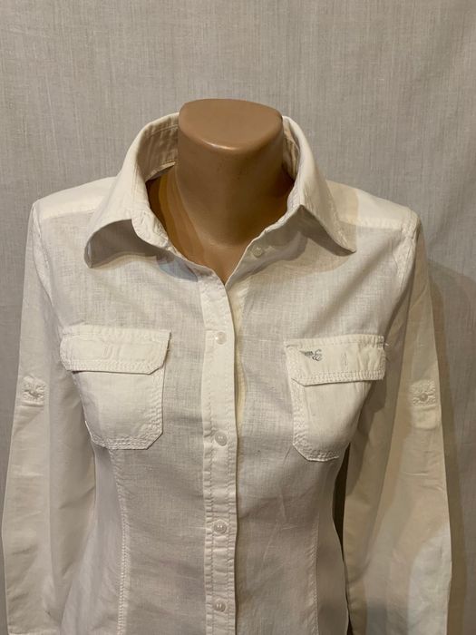 Esprit cămașa albă bumbac și in
