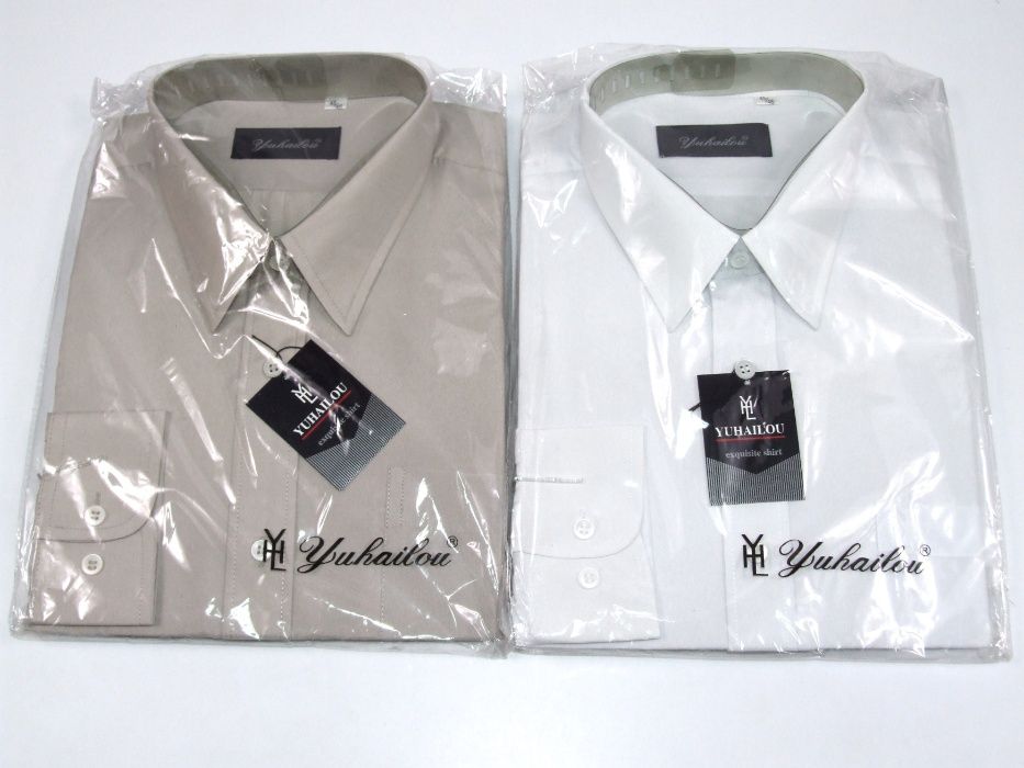 2 CAMASI barbatesti DE LUX, mâneca lunga, mas. 45-46, NOI (sigilate)