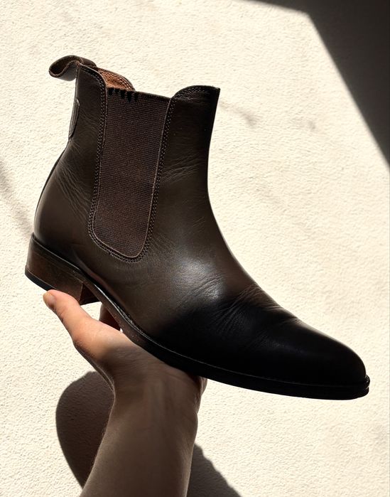 Aigle, premium, vintage, botine chelsea, maro închis