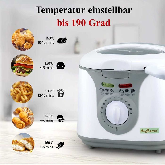 REDUS de la 315 RON, Friteuza electrica 1200-1450 W, 90°C - 190°C, cu fereastra de vizitare , capacitate 2L, ideala 1-2 persoane
