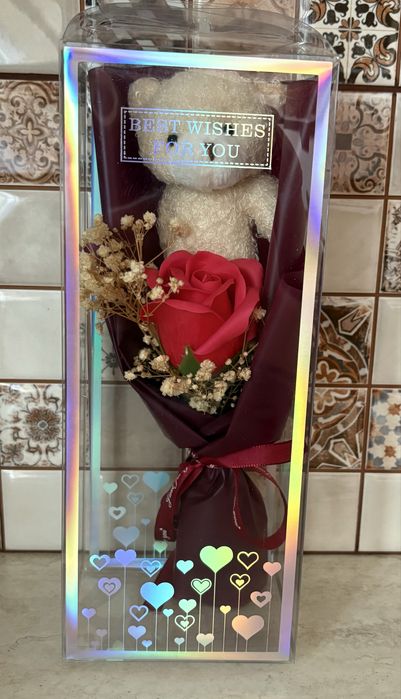 Buchet LoveBear cu Trandafir din Săpun Parfumat