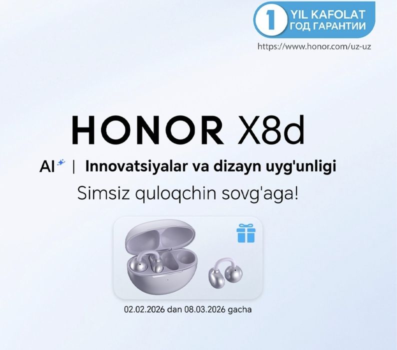 Honor X8d 2026 Global Uzimei Dastavka